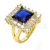 Oro Laminado Multi Stone Ring, Gold Filled Style with Tanzanite and White Cubic Zirconia, Polished, Golden Finish, 01.205.0012.2.07 (Size 7)