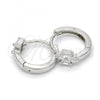 Sterling Silver Huggie Hoop, with White Cubic Zirconia, Polished, Rhodium Finish, 02.175.0158.15