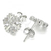 Sterling Silver Stud Earring, with White Cubic Zirconia, Polished, Rhodium Finish, 02.336.0126