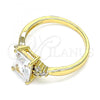 Oro Laminado Multi Stone Ring, Gold Filled Style with White Cubic Zirconia, Polished, Golden Finish, 01.210.0119.5.06