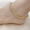 Oro Laminado Basic Anklet, Gold Filled Style Rope Design, Polished, Golden Finish, 04.213.0206.10