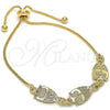Oro Laminado Adjustable Bolo Bracelet, Gold Filled Style Owl Design, Polished, Golden Finish, 03.63.1890.10
