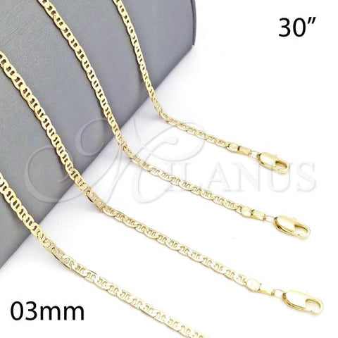 Oro Laminado Basic Necklace, Gold Filled Style Mariner Design, Polished, Golden Finish, 5.222.027.30