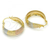 Oro Laminado Medium Hoop, Gold Filled Style Polished, Tricolor, 02.106.0014.1.30