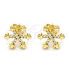 Oro Laminado Stud Earring, Gold Filled Style with White Cubic Zirconia, Polished, Golden Finish, 02.166.0004
