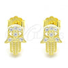 Sterling Silver Stud Earring, Hand of God Design, with White Micro Pave, Polished, Golden Finish, 02.336.0147.2