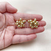 Oro Laminado Stud Earring, Gold Filled Style Ball Design, Polished, Golden Finish, 02.282.0041