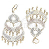 Oro Laminado Chandelier Earring, Gold Filled Style Teardrop Design, Polished, Tricolor, 02.331.0024
