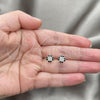 Sterling Silver Stud Earring, Flower Design, with Black Crystal, Polished, Silver Finish, 02.406.0014.02