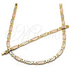 Oro Laminado Necklace and Bracelet, Gold Filled Style Diamond Cutting Finish, Tricolor, 06.102.0008