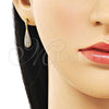 Oro Laminado Stud Earring, Gold Filled Style Teardrop Design, with White Micro Pave, Polished, Golden Finish, 02.283.0215