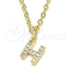 Oro Laminado Fancy Pendant, Gold Filled Style Initials Design, with White Cubic Zirconia, Polished, Golden Finish, 05.341.0028