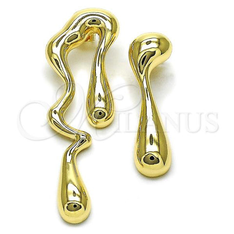 Oro Laminado Stud Earring, Gold Filled Style Teardrop Design, Polished, Golden Finish, 02.428.0005