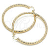Oro Laminado Extra Large Hoop, Gold Filled Style Hollow Design, Diamond Cutting Finish, Golden Finish, 02.170.0313.80