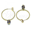 Oro Laminado Medium Hoop, Gold Filled Style with Sapphire Blue Crystal, Polished, Golden Finish, 02.63.2736.30