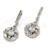 Rhodium Plated Dangle Earring, Flower Design, with White Cubic Zirconia, Polished, Rhodium Finish, 02.217.0058.2