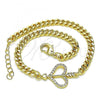 Oro Laminado Fancy Bracelet, Gold Filled Style Heart Design, with White Micro Pave, Polished, Golden Finish, 03.156.0029.08