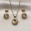 Oro Laminado Earring and Pendant Adult Set, Gold Filled Style Love Knot and Twist Design, with White Micro Pave, Polished, Golden Finish, 10.342.0226