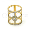 Oro Laminado Multi Stone Ring, Gold Filled Style with White Micro Pave and White Cubic Zirconia, Polished, Golden Finish, 01.155.0037.06 (Size 6)