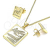 Oro Laminado Earring and Pendant Adult Set, Gold Filled Style Polished, Golden Finish, 10.156.0404