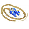 Oro Laminado Pendant Necklace, Gold Filled Style Elephant Design, with White Crystal and Sapphire Blue Opal, Polished, Golden Finish, 04.182.0056.35