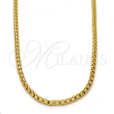 Oro Laminado Basic Necklace, Gold Filled Style Box Design, Polished, Golden Finish, 04.242.0085.30
