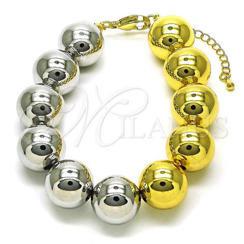 Oro Laminado Fancy Bracelet, Gold Filled Style Ball Design, Polished, Two Tone, 03.341.0212.08