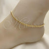 Oro Laminado Basic Anklet, Gold Filled Style Miami Cuban Design, Polished, Golden Finish, 04.63.1360.10