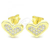 Sterling Silver Stud Earring, Heart Design, with White Cubic Zirconia, Polished, Golden Finish, 02.336.0123.2