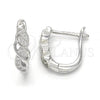 Sterling Silver Huggie Hoop, with White Micro Pave, Polished, Rhodium Finish, 02.332.0003.12