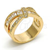 Oro Laminado Multi Stone Ring, Gold Filled Style with White Cubic Zirconia, Polished, Golden Finish, 01.210.0045.8.07 (Size 7)