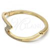 Oro Laminado Individual Bangle, Gold Filled Style with White Crystal, Polished, Golden Finish, 07.252.0049.04 (04 MM Thickness, Size 4 - 2.25 Diameter)