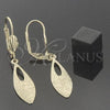 Oro Laminado Dangle Earring, Gold Filled Style Leaf Design, Matte Finish, Golden Finish, 5.081.009