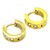 Stainless Steel Huggie Hoop, with White Crystal, Polished, Golden Finish, 02.216.0049.15
