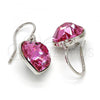 Rhodium Plated Dangle Earring, Heart Design, with Rose Swarovski Crystals, Polished, Rhodium Finish, 02.239.0003.2