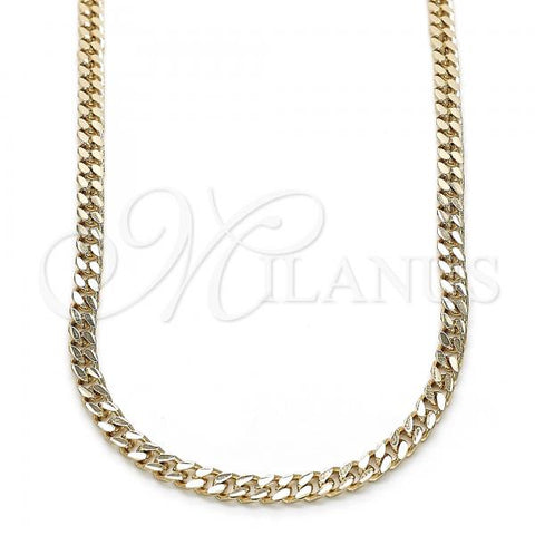 Oro Laminado Basic Necklace, Gold Filled Style Miami Cuban Design, Polished, Golden Finish, 04.213.0169.22