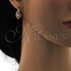 Oro Laminado Small Hoop, Gold Filled Style Teardrop Design, with White Cubic Zirconia, Polished, Golden Finish, 02.196.0068.15