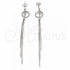 Sterling Silver Long Earring, with White Micro Pave, Polished, Rhodium Finish, 02.285.0103