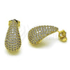 Oro Laminado Stud Earring, Gold Filled Style Teardrop Design, with White Cubic Zirconia, Polished, Golden Finish, 02.283.0132