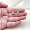 Oro Laminado Stud Earring, Gold Filled Style Pink Enamel Finish, Golden Finish, 02.156.0735.2