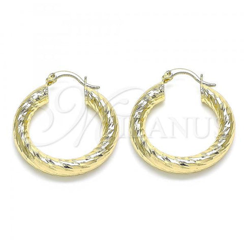 Oro Laminado Medium Hoop, Gold Filled Style Diamond Cutting Finish, Golden Finish, 02.170.0313.30