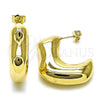 Oro Laminado Stud Earring, Gold Filled Style Hollow Design, Polished, Golden Finish, 02.163.0352