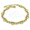 Oro Laminado Fancy Bracelet, Gold Filled Style Heart Design, Polished, Golden Finish, 03.319.0013.08
