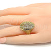 Oro Laminado Multi Stone Ring, Gold Filled Style with White Micro Pave, Polished, Golden Finish, 01.118.0023.08 (Size 8)