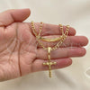 Oro Laminado Necklace and Bracelet, Gold Filled Style Crucifix Design, Polished, Golden Finish, 06.63.0260