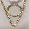 Stainless Steel Necklace and Bracelet, Polished, Golden Finish, 06.116.0020.2