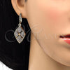Oro Laminado Earring and Pendant Adult Set, Gold Filled Style with White Crystal, Polished, Golden Finish, 10.314.0005.1