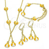 Oro Laminado Earring and Pendant Children Set, Gold Filled Style Ladybug Design, with White Crystal, Yellow Enamel Finish, Golden Finish, 06.60.0005.2