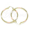 Oro Laminado Large Hoop, Gold Filled Style Diamond Cutting Finish, Tricolor, 02.213.0242.50