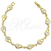 Oro Laminado Fancy Bracelet, Gold Filled Style with White Cubic Zirconia, Polished, Golden Finish, 5.055.011
